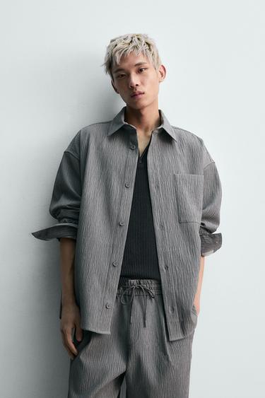 EMBOSSED RELAXED FIT SHIRT - Grey marl by Zara