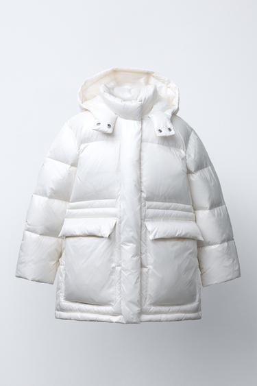 WATER-REPELLENT FEATHER DOWN PUFFER JACKET - Ecru by Zara
