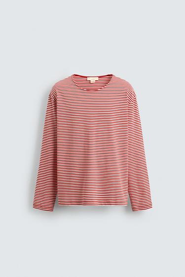 LIMITED EDITION JACQUARD STRIPED T-SHIRT - Red / White by Zara