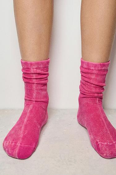 2-PACK OF LONG WASHED-EFFECT SOCKS - Fuchsia by Zara