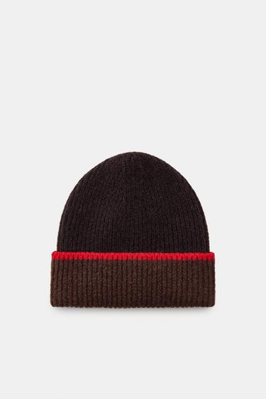 CONTRAST TURN-UP BEANIE - Dark brown by Zara