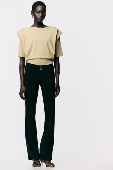 KNIT TOP WITH SHOULDER PADS - Butter by Zara