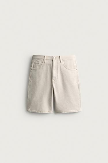 REGULAR FIT DENIM BERMUDA SHORTS - Ecru by Zara