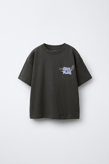EMBROIDERED DETAIL T-SHIRT - Anthracite grey by Zara
