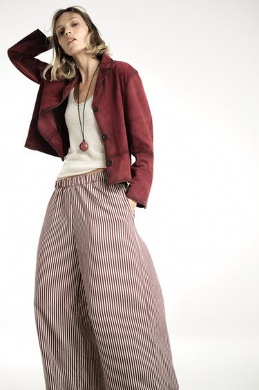 100% SUEDE LEATHER JACKET ZW COLLECTION LIMITED EDITION - Wine by Zara