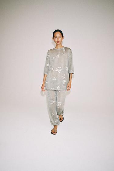 OVERSIZE METALLIC THREAD KNIT TOP - Silver by Zara