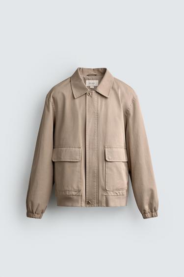REGULAR FIT COTTON JACKET - Taupe grey by Zara