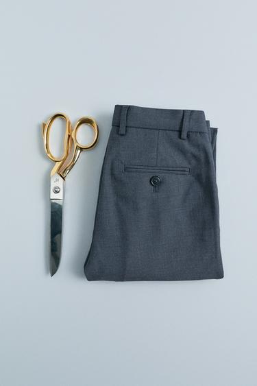TEXTURED SUIT TROUSERS - Navy blue by Zara