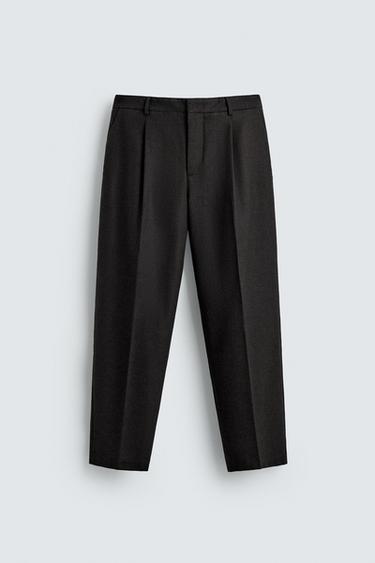 LIMITED EDITION WOOL BLEND TROUSERS WITH PLEATS - Brown by Zara