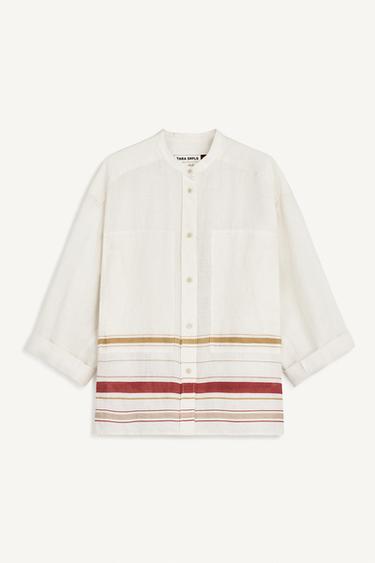 PSTND SHRT - White / Red by Zara