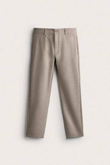 COMFORT TEXTURED CHINO TROUSERS - Light mink by Zara