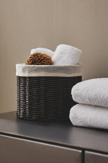 ROUND BASKET WITH COTTON LINING - Dark brown by Zara