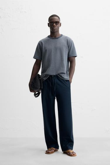 RELAXED FIT STRAIGHT-LEG TROUSERS - Navy blue by Zara - Image 0