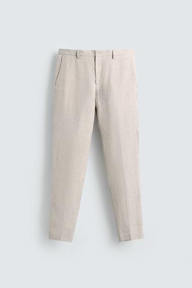 100% LINEN SUIT TROUSERS - Light beige by Zara