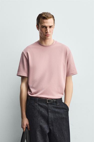 RELAXED FIT INTERLOCK T-SHIRT /04 - Dusty pink by Zara