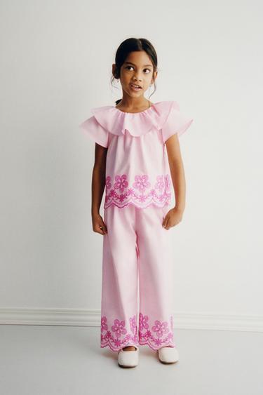 EMBROIDERED FLORAL CULOTTES - Pink by Zara