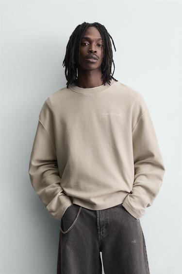 TEXTURED PRINT SWEATSHIRT - Sand by Zara