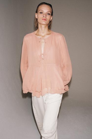 ZW COLLECTION RUFFLED BLOUSE - Pink by Zara