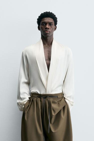 LIMITED EDITION FLOWING SHAWL COLLAR SHIRT - Oyster-white by Zara