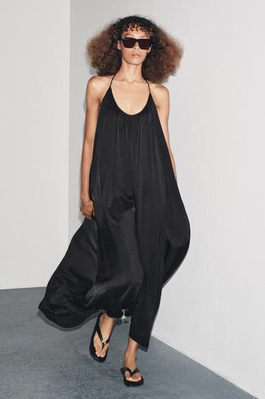 ZW COLLECTION SATIN CAMISOLE DRESS - Black by Zara