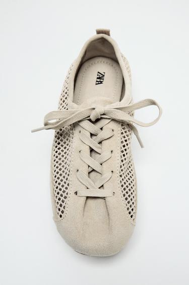 MESH PULL-TAB TRAINERS - Ecru White by Zara