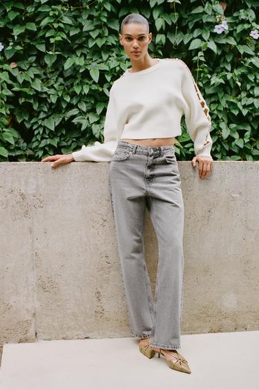 JEANS Z1975 STRAIGHT HIGH WAIST LONG LENGTH - Grey by Zara