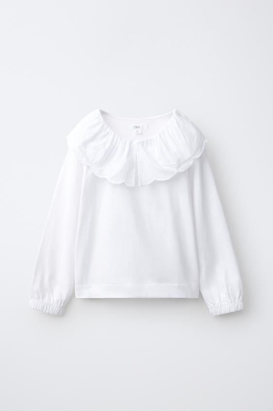 ROMANTIC PETER PAN COLLAR T-SHIRT - White by Zara - Image 0