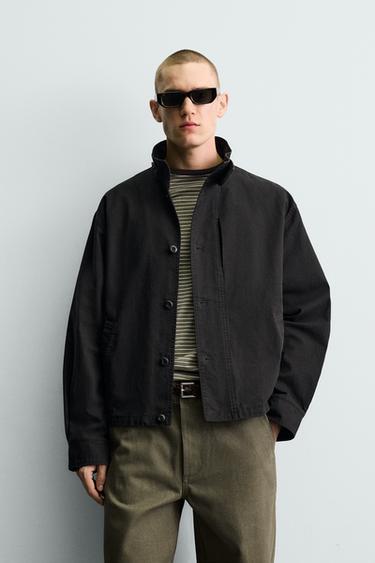 BOXY FIT COTTON JACKET - Black by Zara