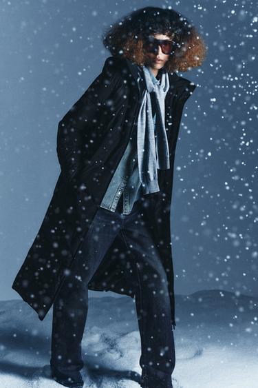 LONG WATER-REPELLENT AND WINDPROOF HOODED DOWN JACKET - Black by Zara