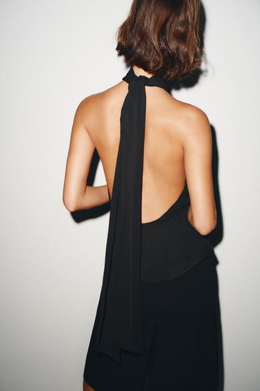 HALTER TOP WITH TIED DETAIL - Black by Zara