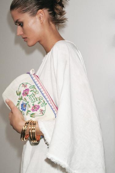 EMBROIDERED QUILTED TOILETRY BAG - Ecru by Zara - Image 0