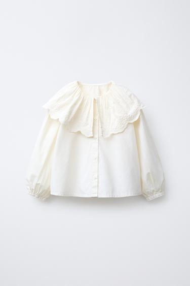 EMBROIDERED PETER PAN COLLAR BLOUSE - Light ecru by Zara