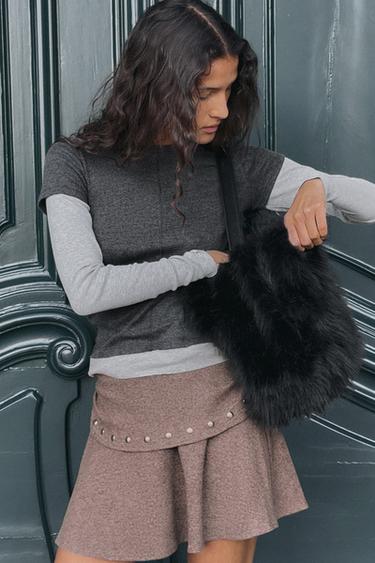 FAUX FUR BUCKET BAG - Black by Zara