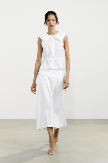 PLEATED MIDI SKIRT - White by Zara - Image 0