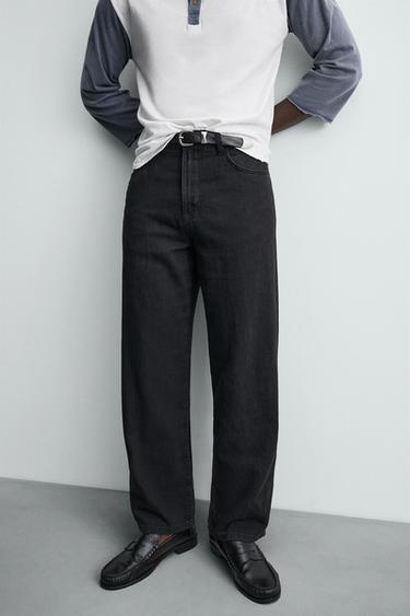 LIGHTWEIGHT LOOSE WIDE-LEG JEANS - Black by Zara