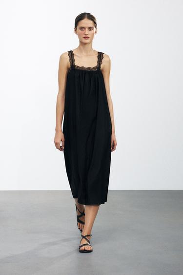 ZW COLLECTION LACE MIDI DRESS - Black by Zara - Image 0
