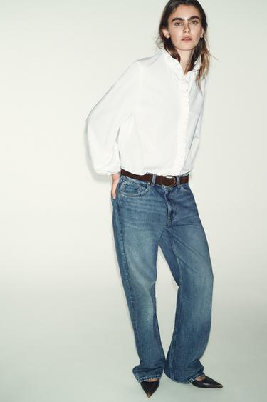 RUFFLED POPLIN BLOUSE - White by Zara