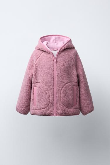 FAUX SHEARLING JACKET WITH HOOD - Pink by Zara