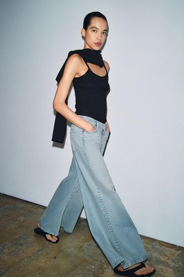 ZW COLLECTION MAXI LOW-RISE WIDE-LEG JEANS - Blue by Zara