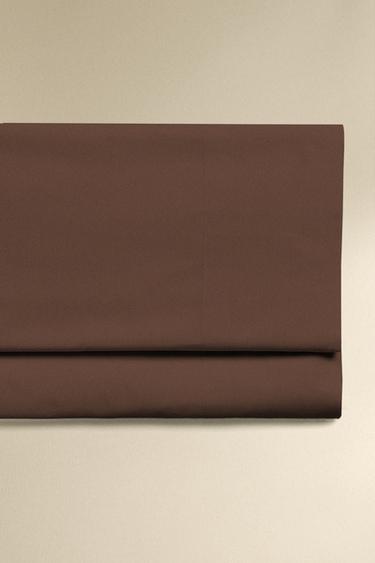 PERCALE COTTON FLAT SHEET (200 THREAD COUNT) - Chocolate by Zara