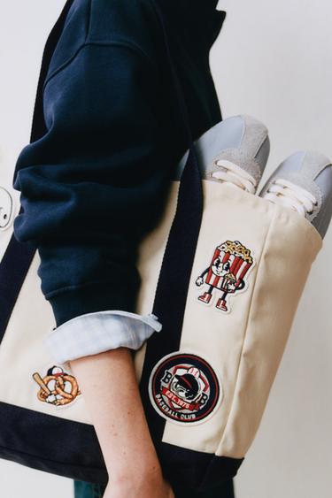 PATCH TOTE BAG - Ecru White by Zara