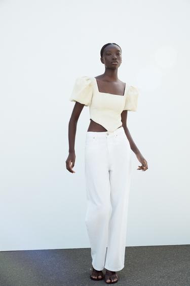 VOLUMINOUS TEXTURED CORSET TOP - Ecru by Zara - Image 0