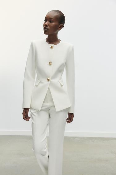 TAILORED ROUND NECK BLAZER - Oyster-white by Zara