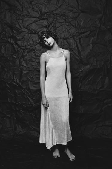 METALLIC THREAD MIDI DRESS - Silver by Zara - Image 0