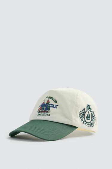 CONTRAST FLAT PEAK CAP - Ecru by Zara