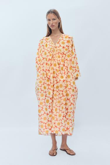 LIMITED EDITION FLORAL KAFTAN DRESS - Printed by Zara