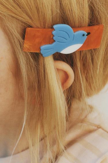 TWO-PACK OF FLOWER AND BIRD HAIR CLIPS - Ecru by Zara