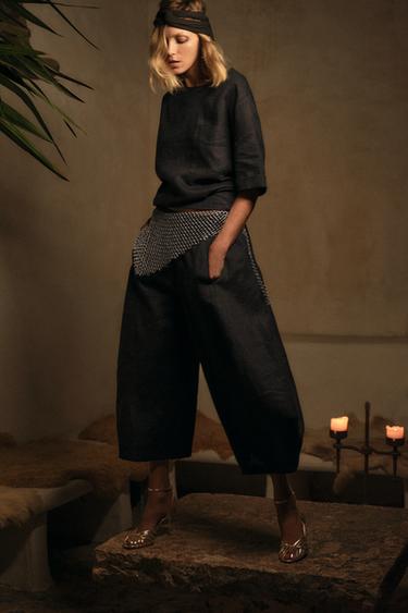 ZW COLLECTION LINEN TOP AND TROUSERS SET -  by Zara