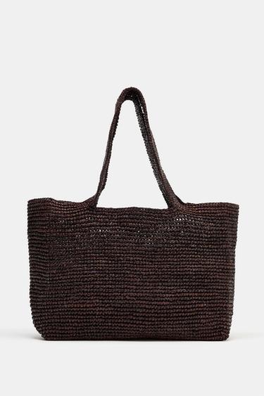 RAFFIA TOTE BAG - Chocolate by Zara
