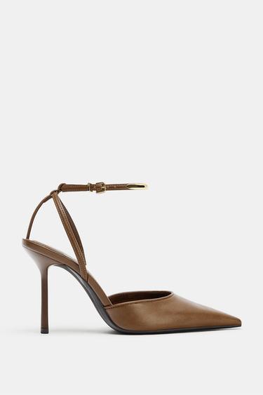 HIGH-HEEL SHOES WITH METAL DETAIL - Brown by Zara